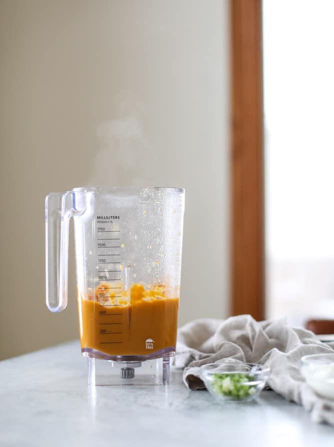 silky ginger sweet potato soup I howsweeteats.com #soup #sweetpotatoes #ginger #vegan