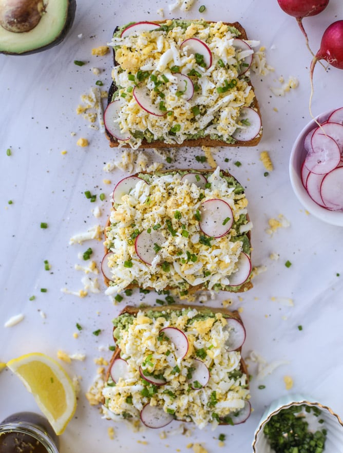 shaved egg avocado toast I howsweeteats.com #avocado #toast #egg #breakfast