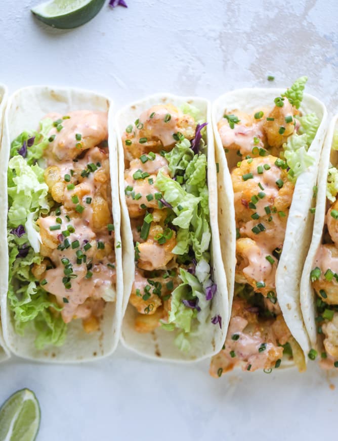 bang bang cauliflower tacos I howsweeteats.com #bangbang #cauliflower #tacos #vegetarian 