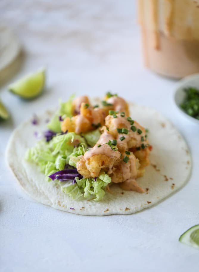 bang bang cauliflower tacos I howsweeteats.com #bangbang #cauliflower #tacos #vegetarian 