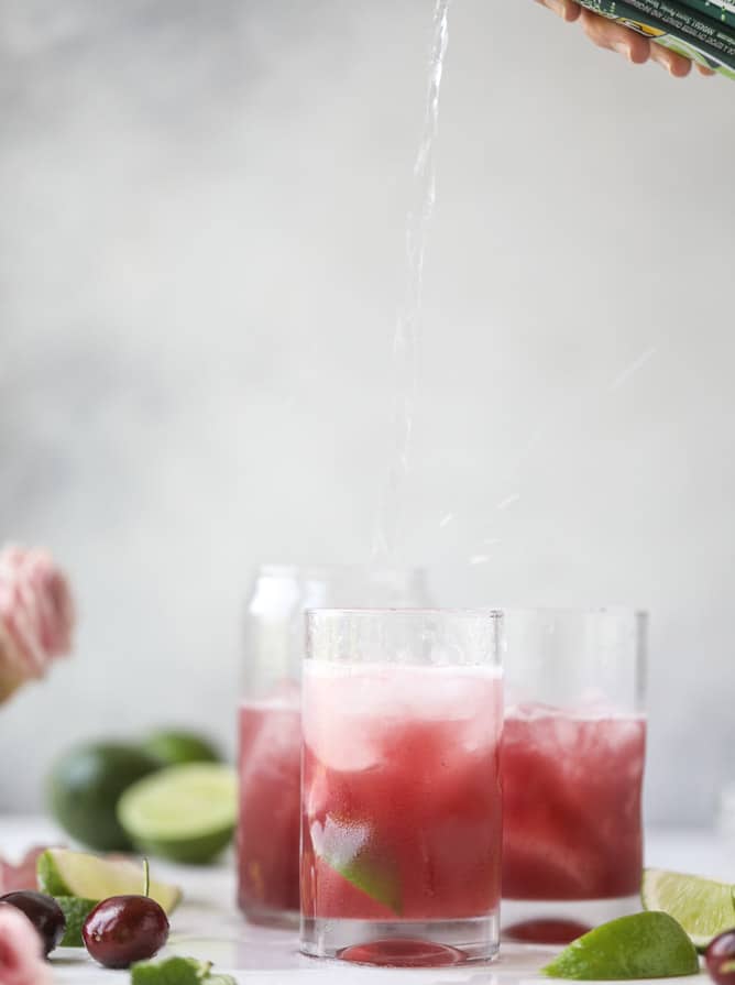 fresh cherry lime vodka sodas I howsweeteats.com #cherry #lime #vodka #soda #cocktails #summer