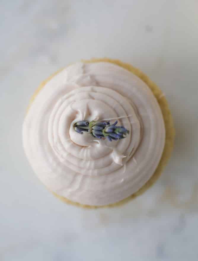 lavender cupcakes with cream cheese frosting I howsweeteats.com #lavender #cupcakes #creamcheese #frosting #cake