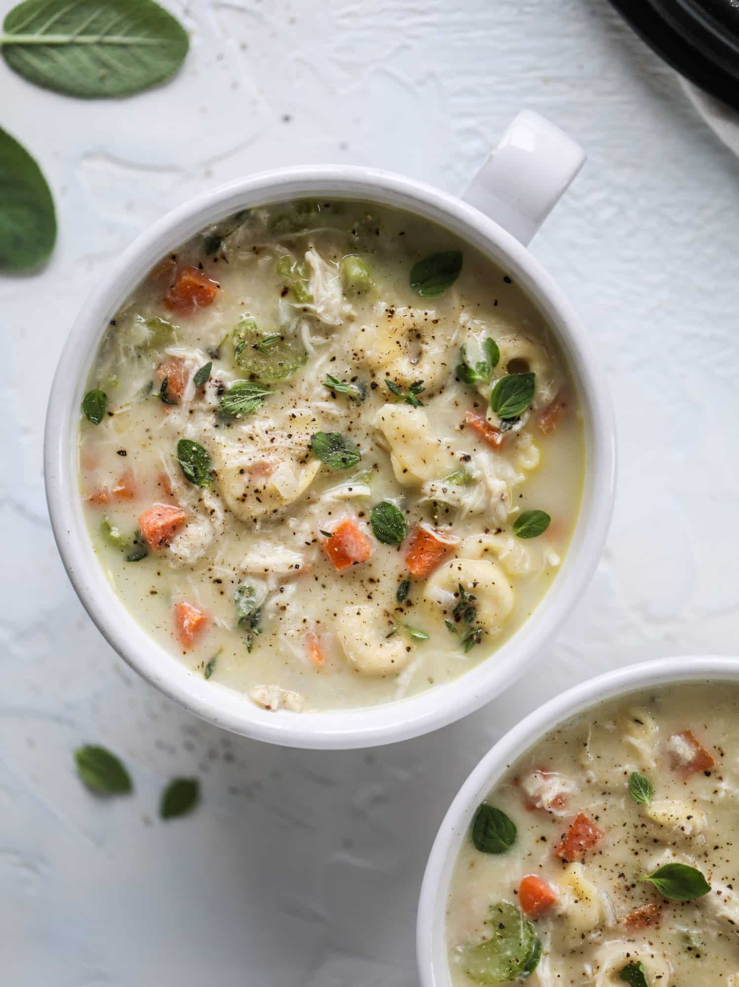 This creamy chicken tortellini soup is the perfect weeknight meal! It comes together quickly and is a great meal to use up a rotisserie chicken. It's satisfying and hearty, with tortellini replacing egg noodles for the pasta. Comfort food perfection! I howsweeteats.com #chicken #soup