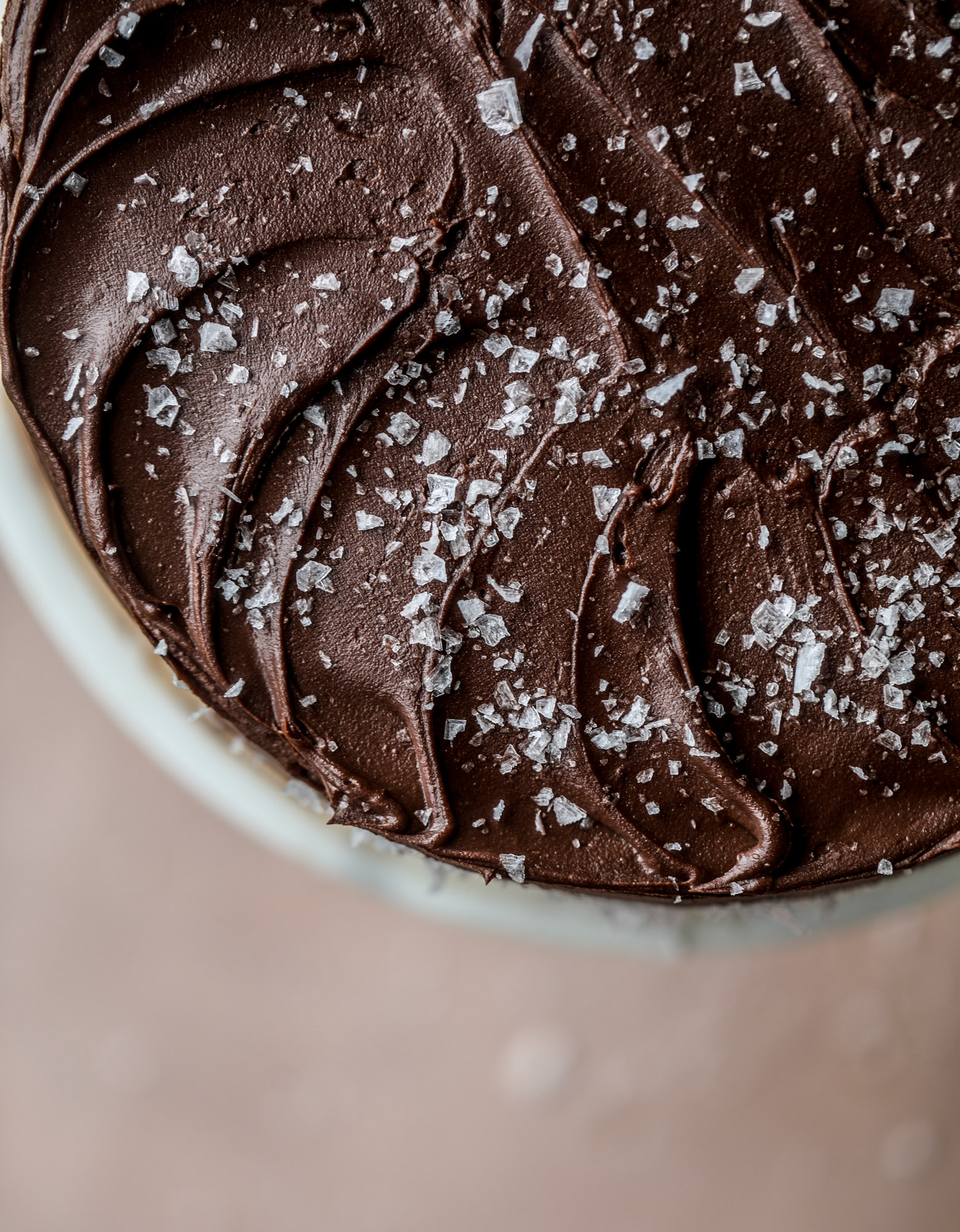 This salted dark chocolate stout cake is absolutely divine! It's ridiculously rich and perfect for a crowd or a party. Pumpkin stout batter is baked into fluffy laters and covered in a super fudgy chocolate ganache. Perfect for chocolate lovers! I howsweeteats.com #dark #chocolate #stout #cake #salted