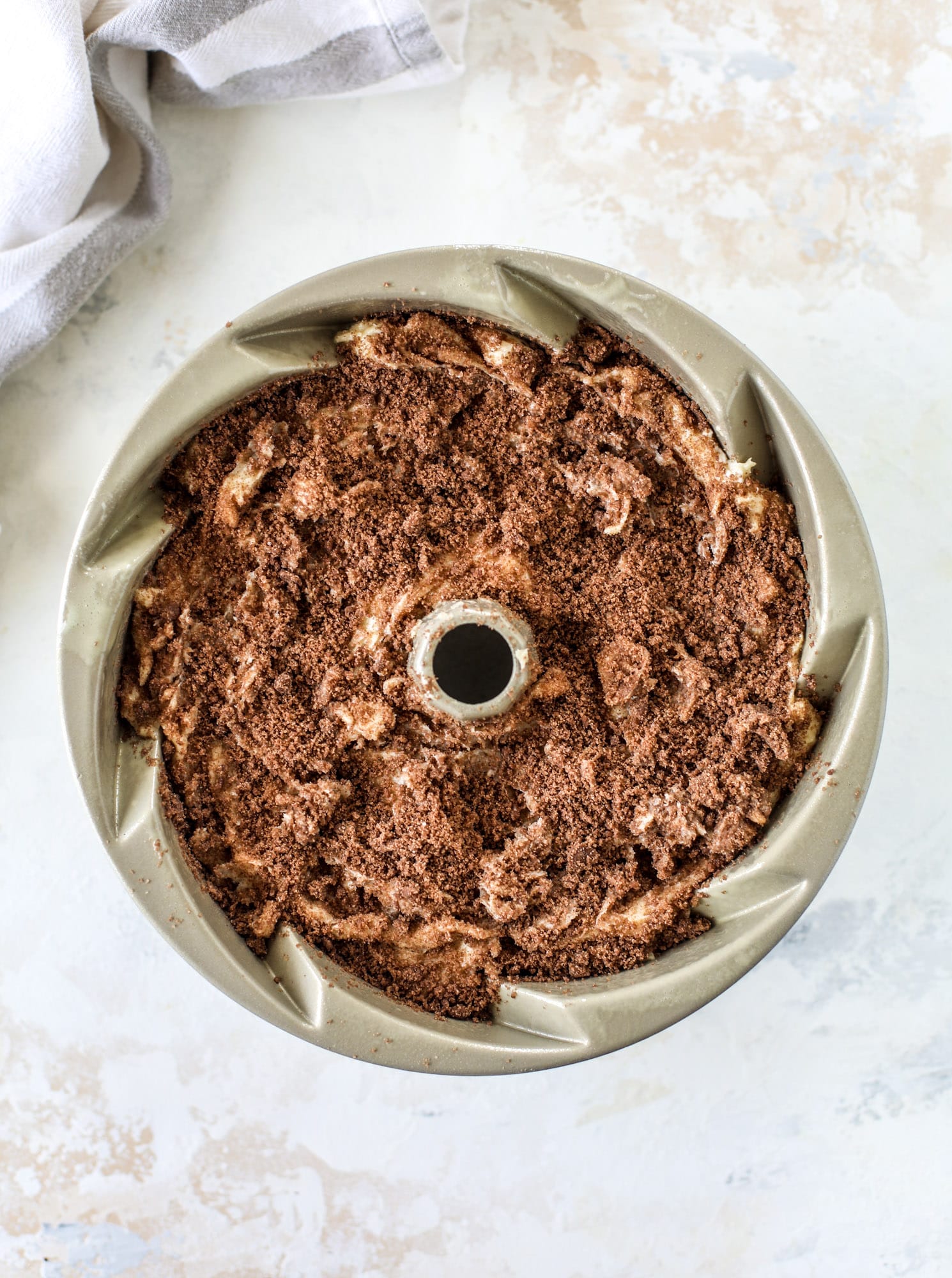 coffee cake in nordicware bundt pan