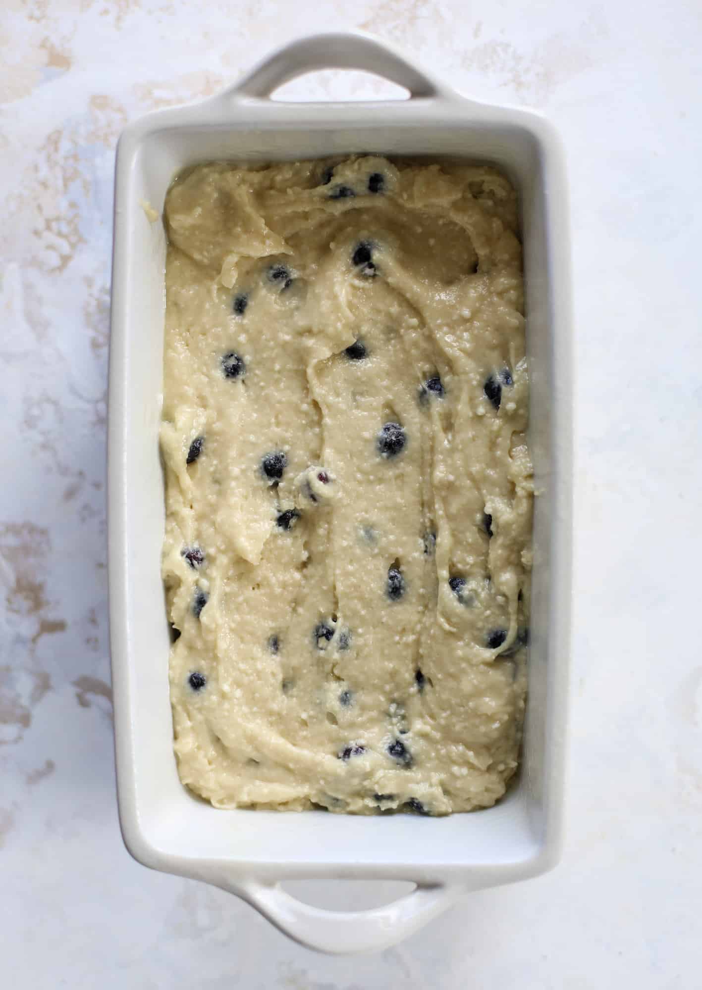 blueberry ricotta cake before baking