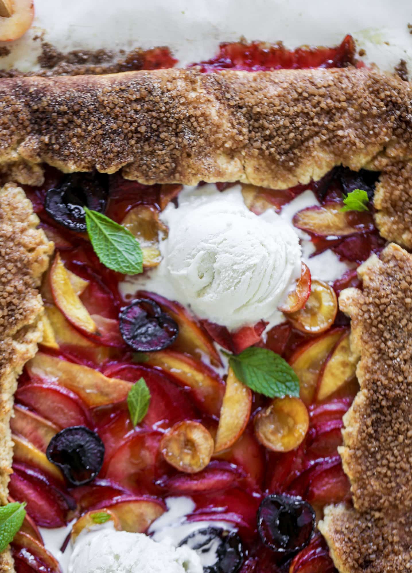 I love a stone fruit tart! Peaches, plums, pluots and cherries come together in a golden cinnamon sugar crust for the ultimate summer dessert.