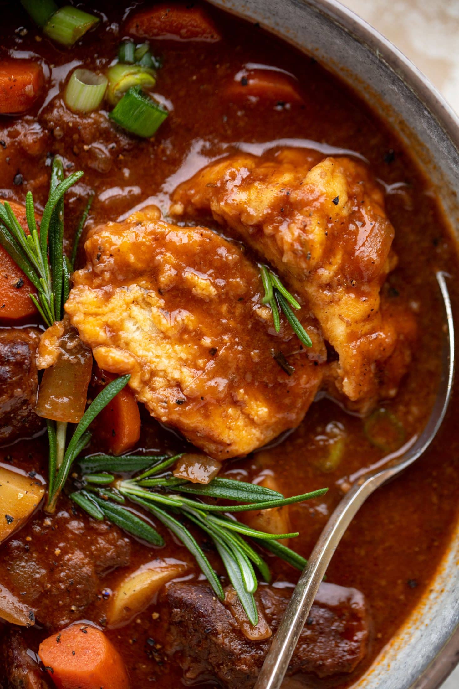 My new favorite soup! Irish stout beef stew is flavorful and hearty and topped with delicious herb dumplings. Perfect comfort food.
