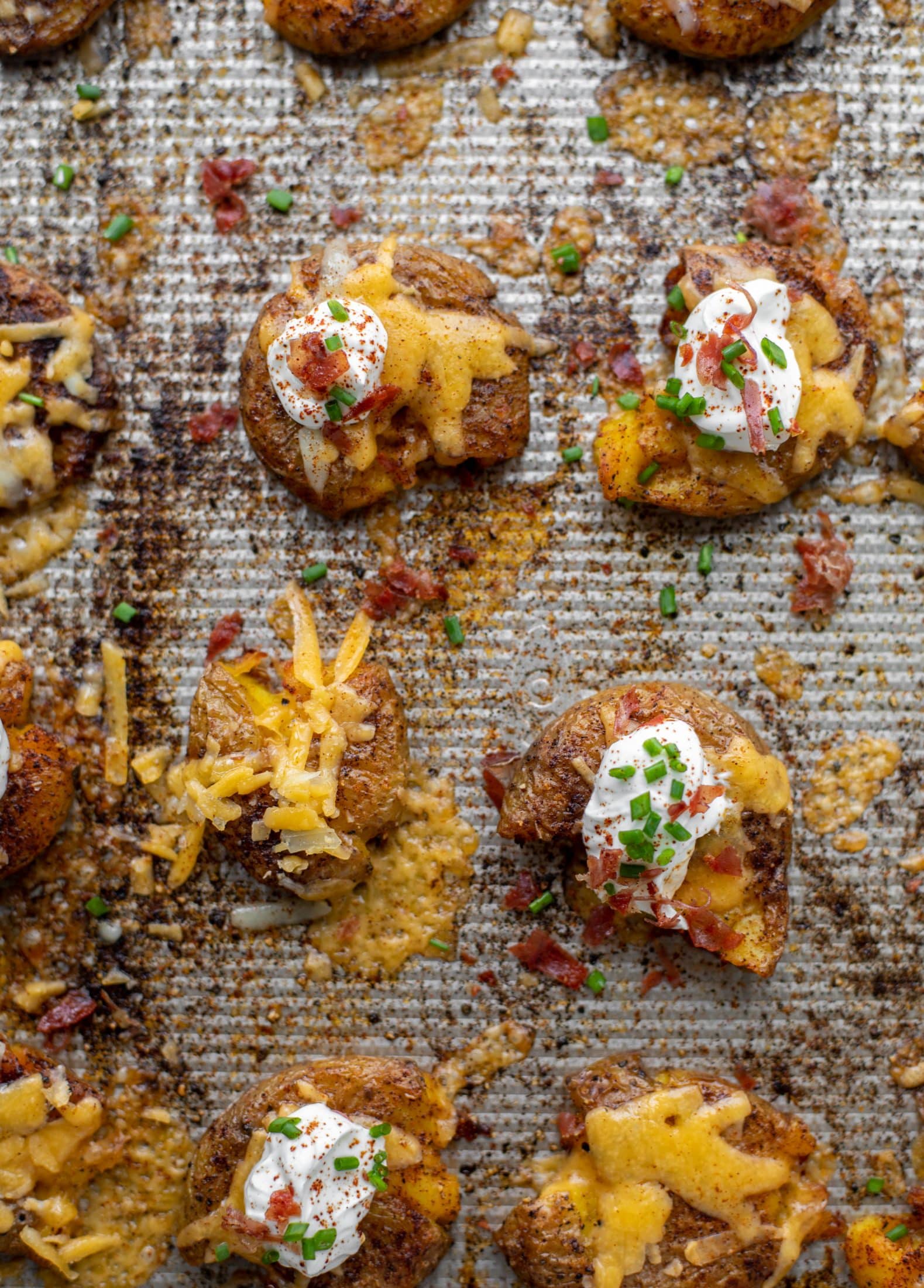 These super crispy chipotle cheddar smashed potatoes are the best side dish. A little spicy and smothered in cheese, they are irresistible. 