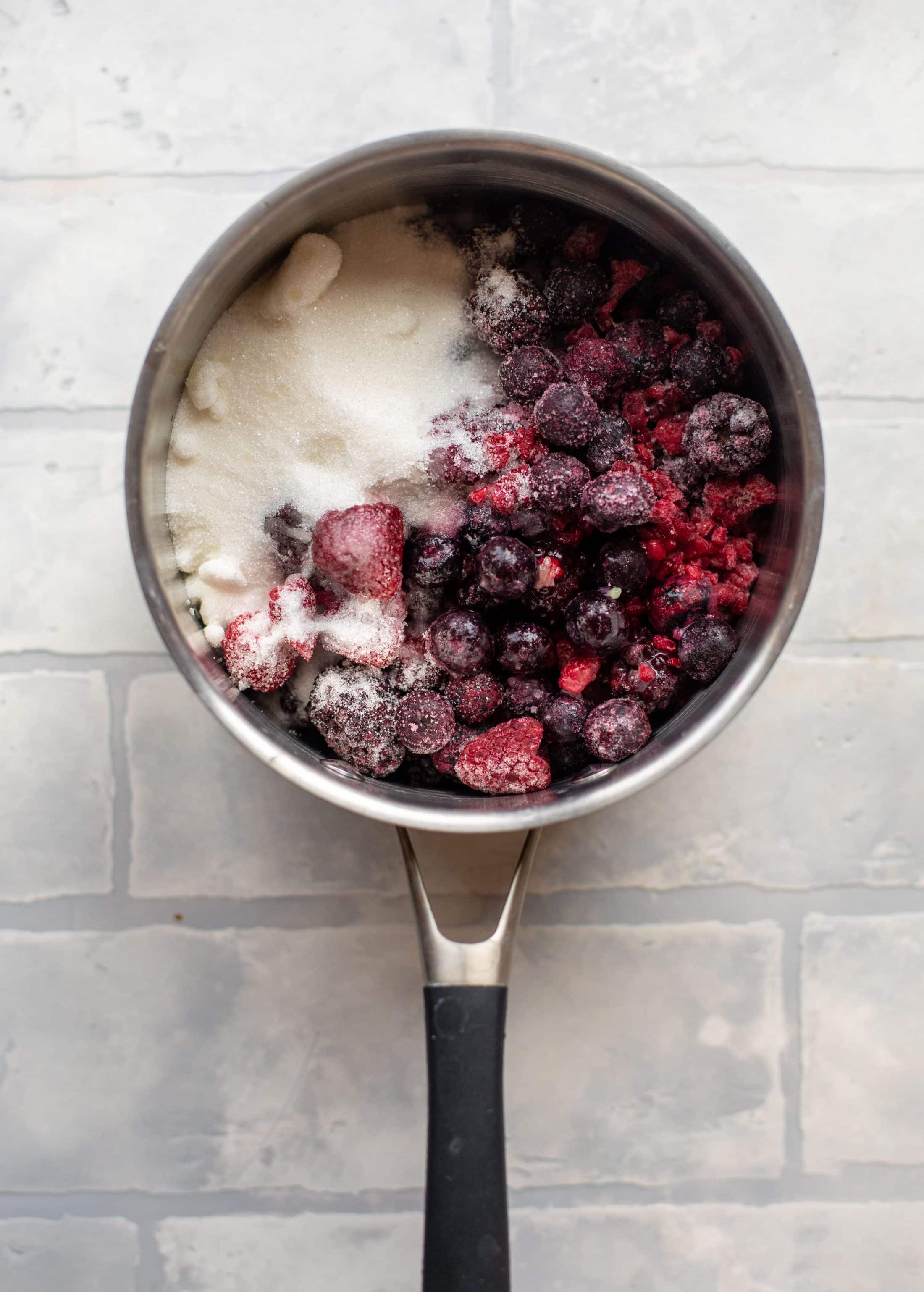 triple berry lavender filling with frozen fruit