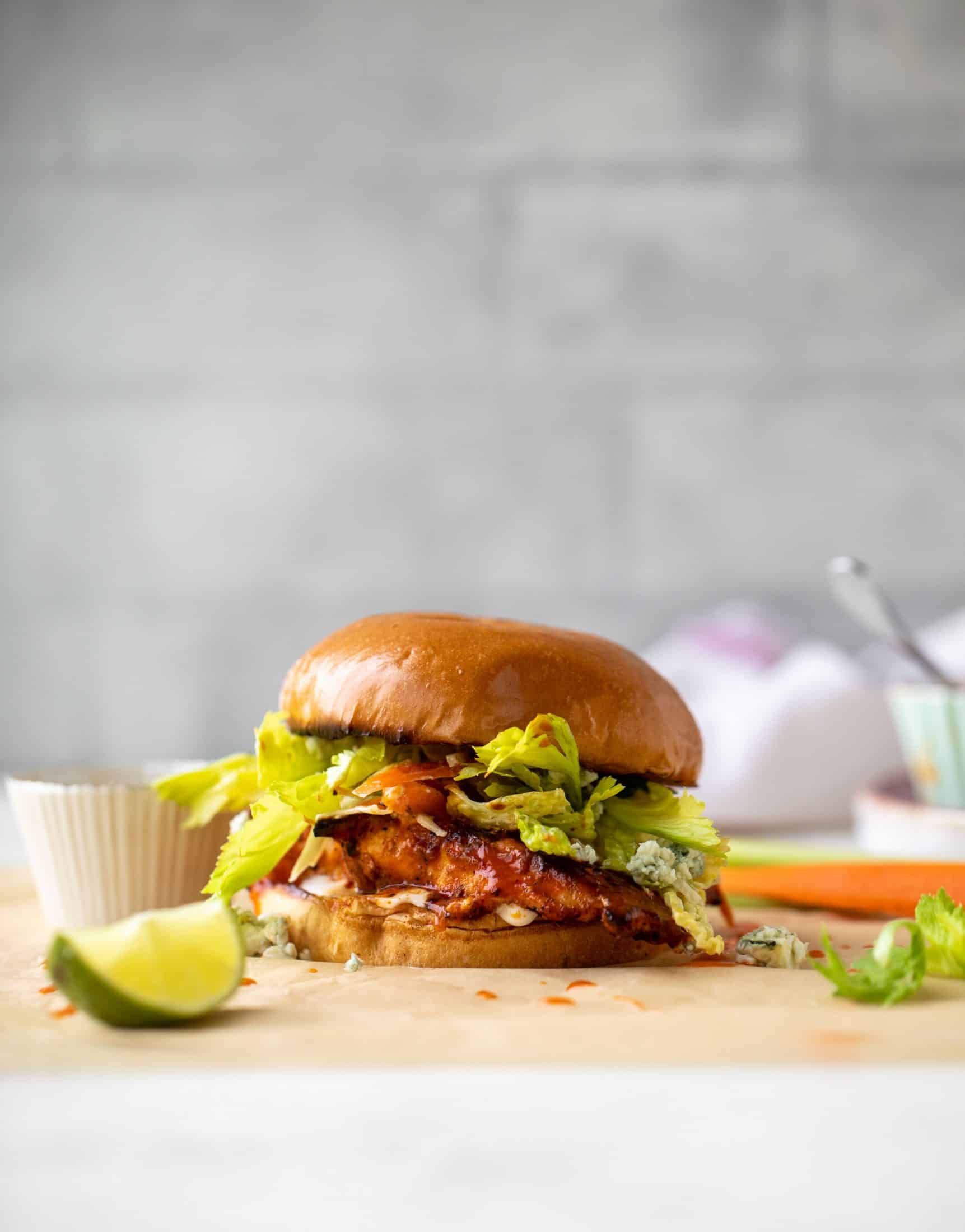 grilled buffalo chicken sandwiches with gorgonzola slaw