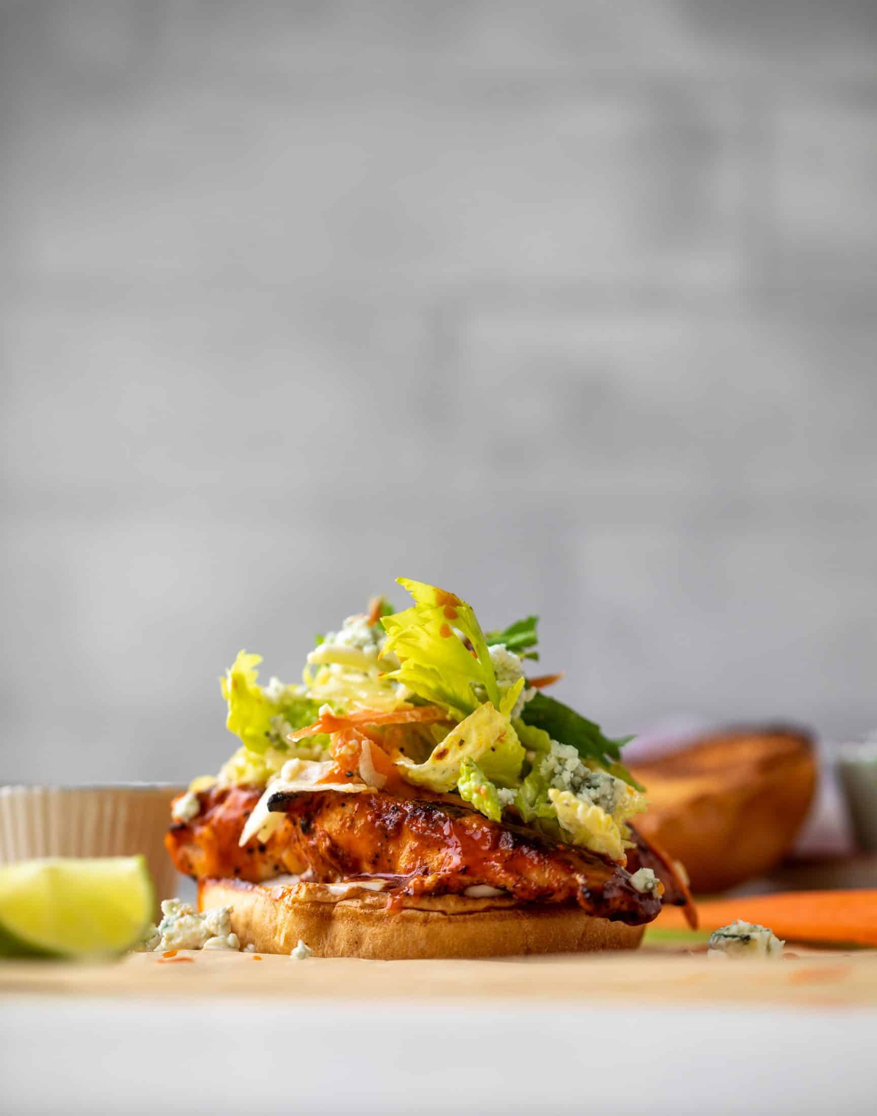 grilled buffalo chicken sandwiches with gorgonzola slaw
