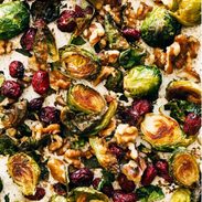 Brussels sprouts on a pan.