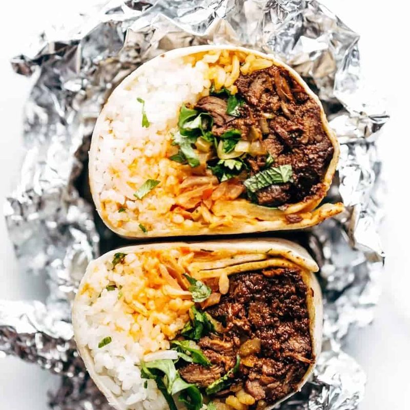 Korean BBQ Burrito wrapped in foil.