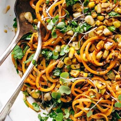 Chipotle Sweet Potato Noodle Salad in a serving bowl.