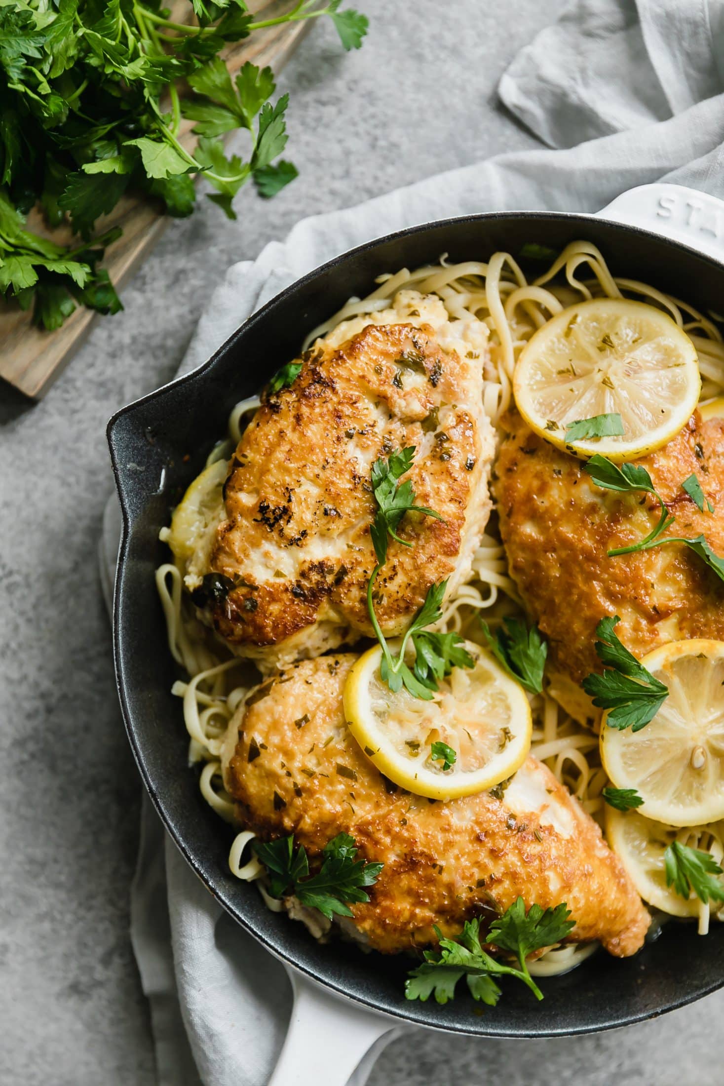 chicken romano with lemon butter sauce I howsweeteats.com #chicken #romano #pasta