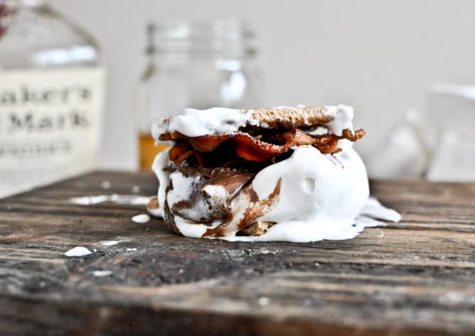 Bourbon Bacon Marshmallow S'mores I howsweeteats.com Bourbon Bacon Marshmallow S'mores I howsweeteats.com