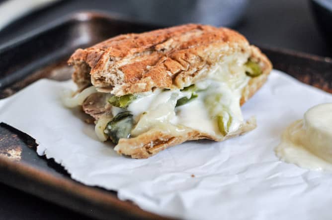 Homemade Chicken Cheesesteaks I howsweeteats.com