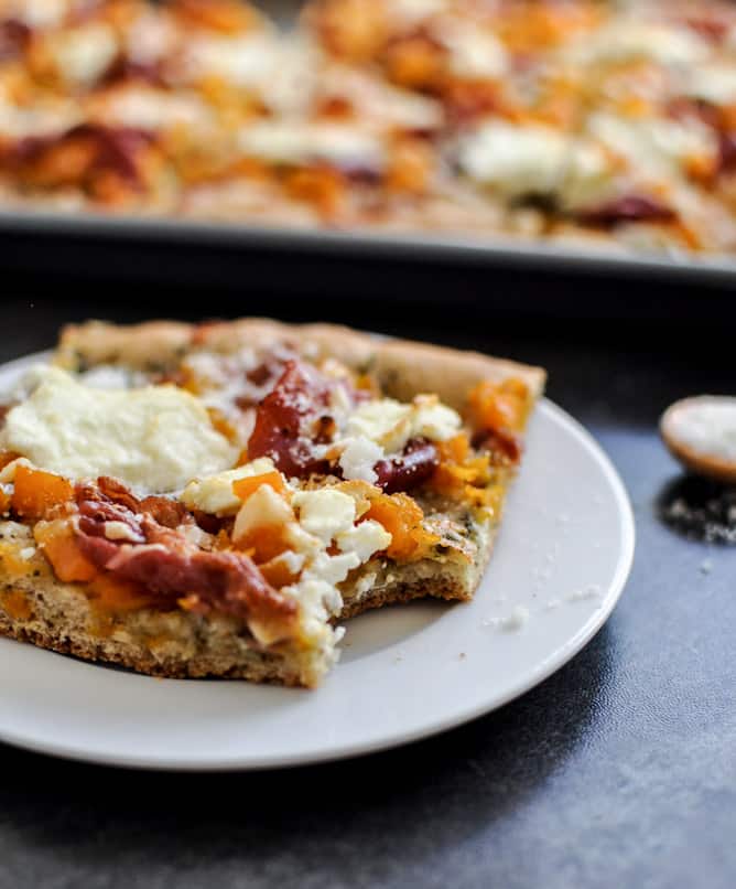 Butternut Squash, Sage Pesto and Prosciutto Pizza I howsweeteats.com