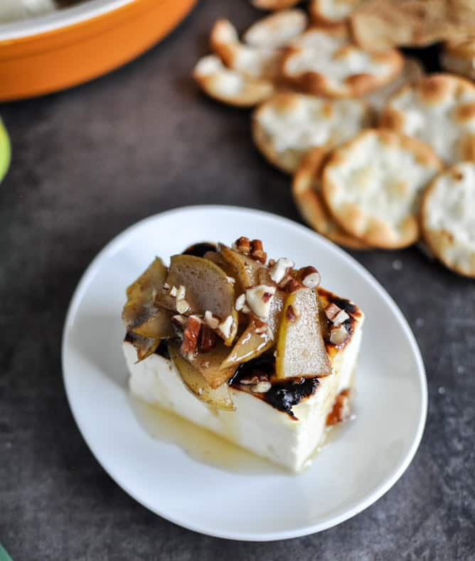 Broiled Feta with Caramelized Cinnamon Pears I howsweeteats.com