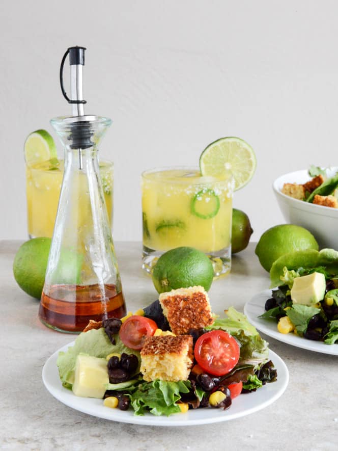 Black Bean + Cornbread Panzanella Salad I howsweeteats.com