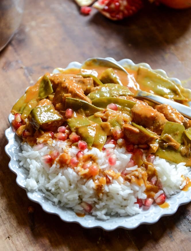 Thai Curry Pomegranate Chicken I howsweeteats.com