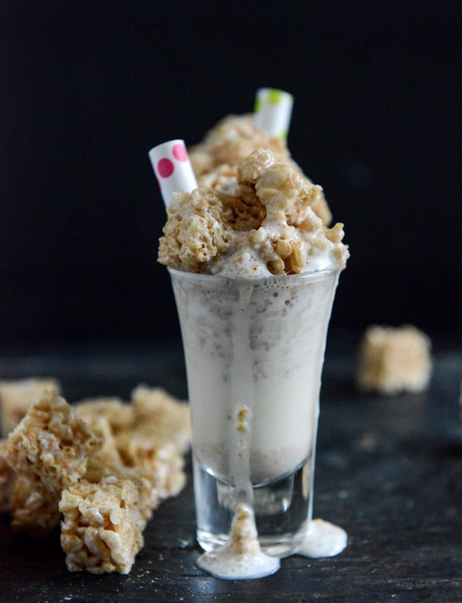 Spiked Rice Krispie Treat Shake Shooters I howsweeteats.com