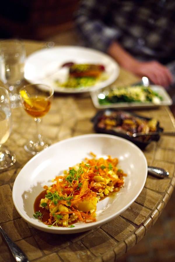 Food on a white plate.