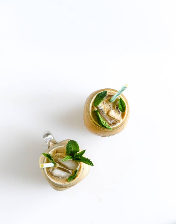 fresh mint iced coffee I howsweeteats.com