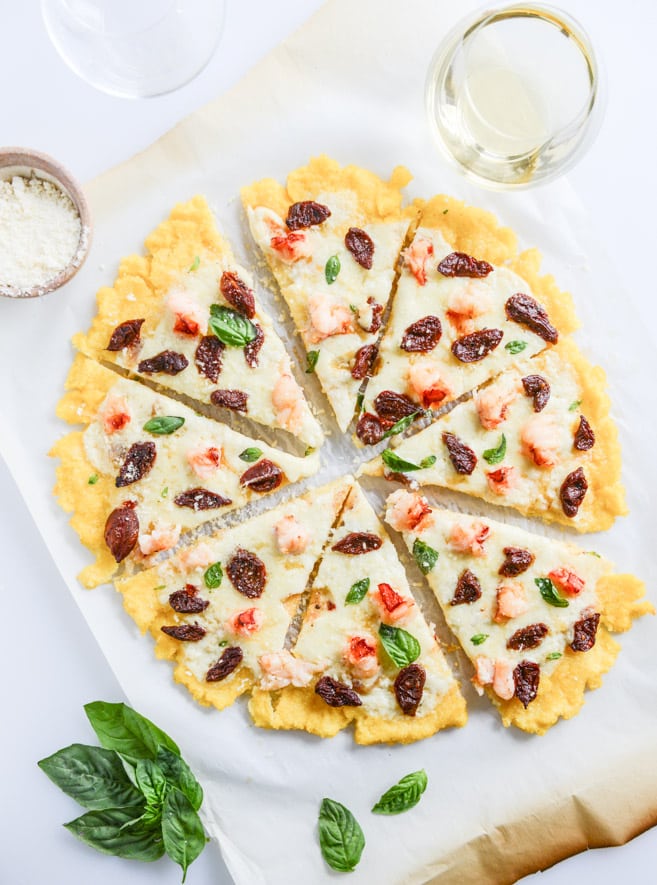 Lobster Polenta Pizza with Sun Dried Cherry Tomatoes I howsweeteats.com