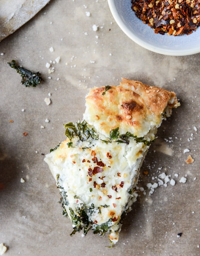 marinated kale and whipped ricotta pizza I howsweeteats.com