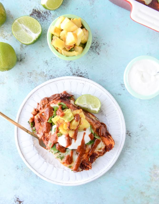 roasted pork and caramelized pineapple enchiladas I howsweeteats.com