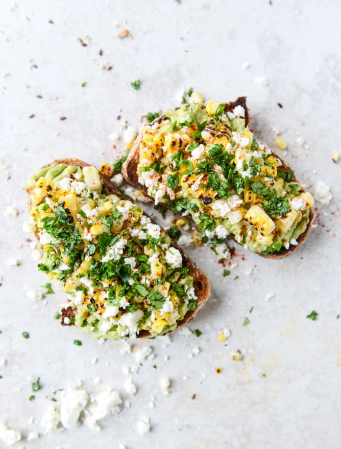 mexican grilled street corn avocado toast I howsweeteats.com