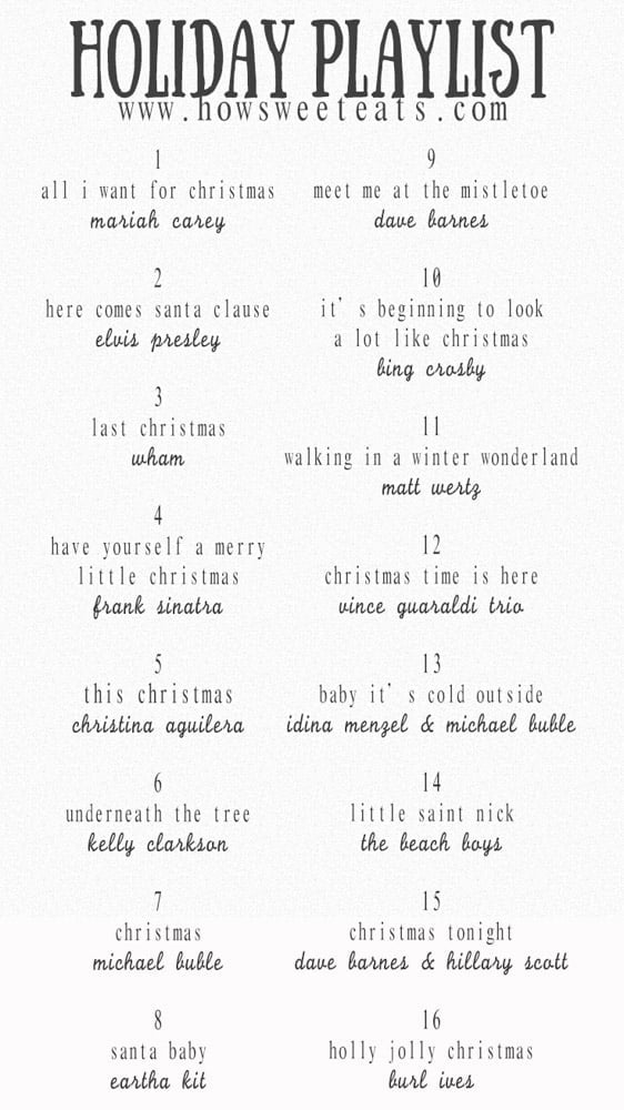 my favorite holiday party playlist I howsweeteats.com