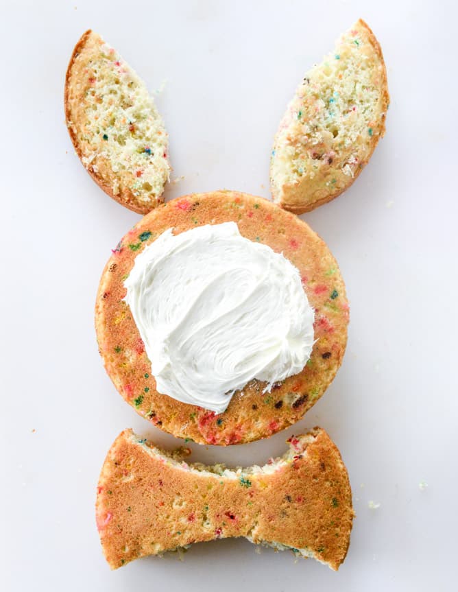 coconut confetti classic bunny cake with M&M'S I howsweeteats.com