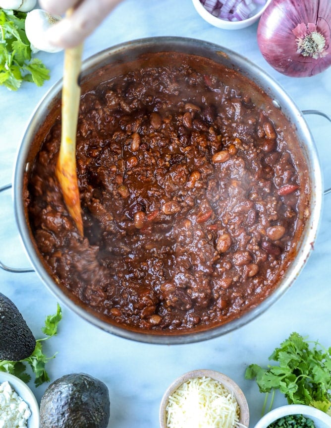 game day beer chili I howsweeteats.com