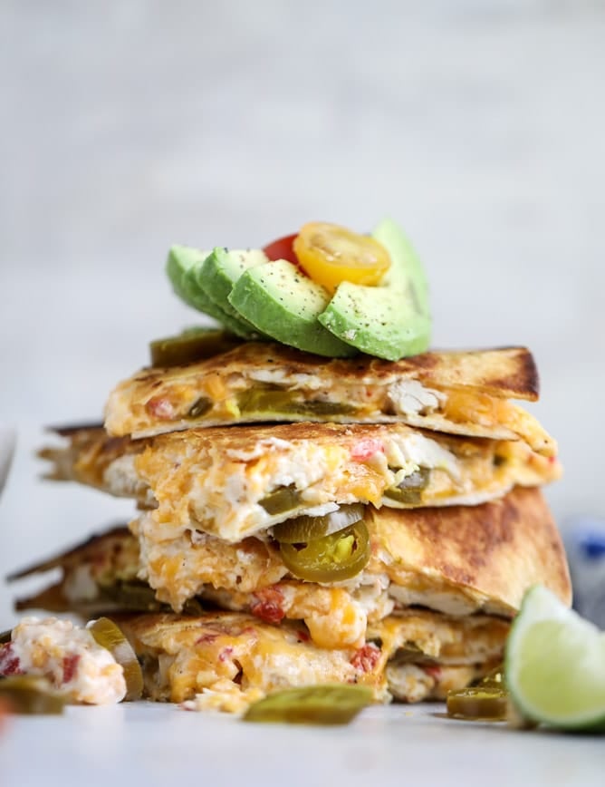 pimento cheese chicken quesadillas I howsweeteats.com