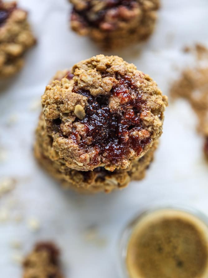 peanut butter and jelly breakfast cookies I howsweeteats.com