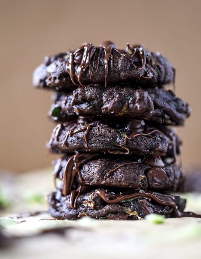 double chocolate zucchini cookies with sea salt I howsweeteats.com