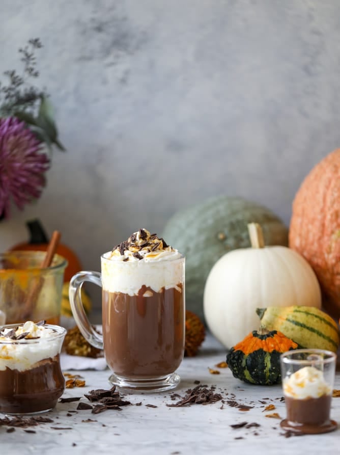 pumpkin coconut hot chocolate I howsweeteats.com #pumpkin #hotchocolate #drinks