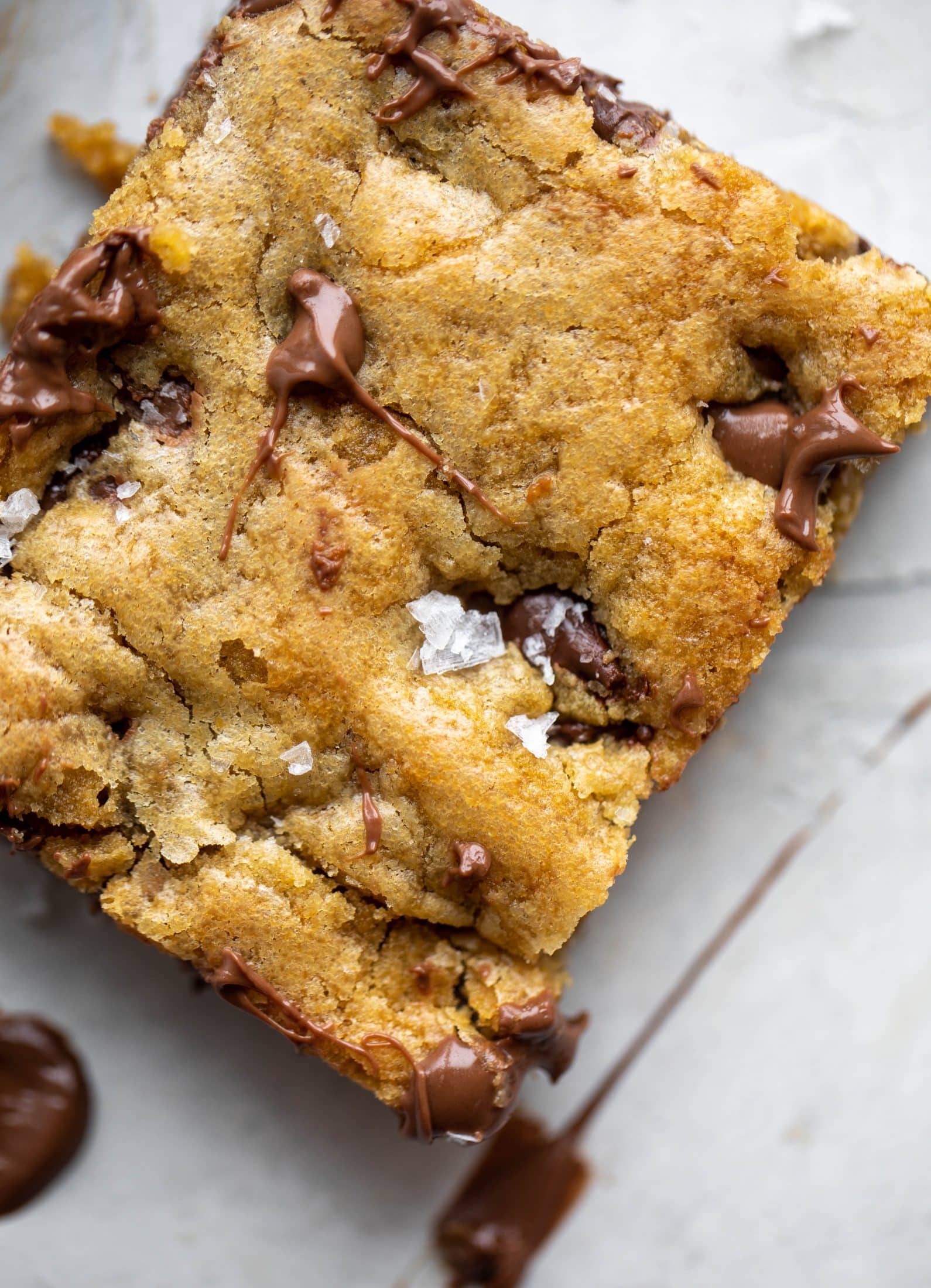 These brown butter chocolate chip cookie bars are chewy, chocolately and sprinkled with flaky salt. What else do you need in life?!