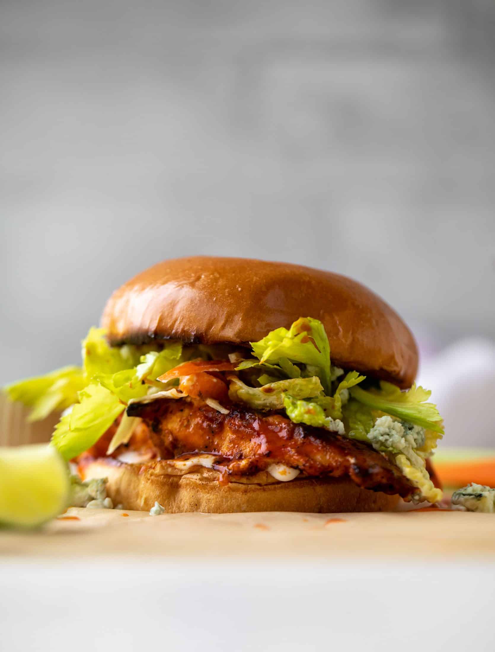 grilled buffalo chicken sandwiches with gorgonzola slaw