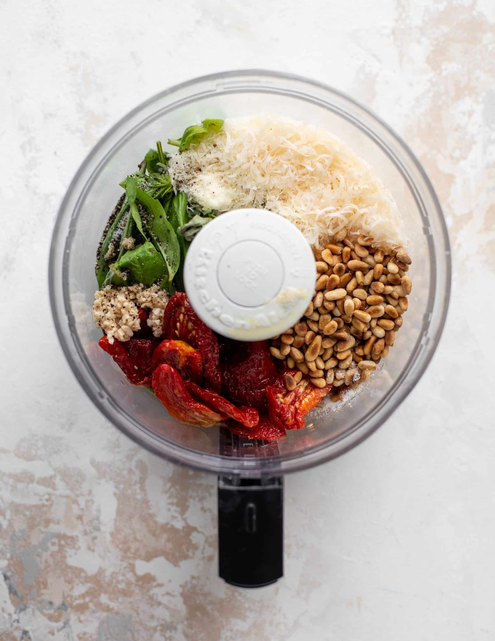 ingredients for sun dried tomato pesto 