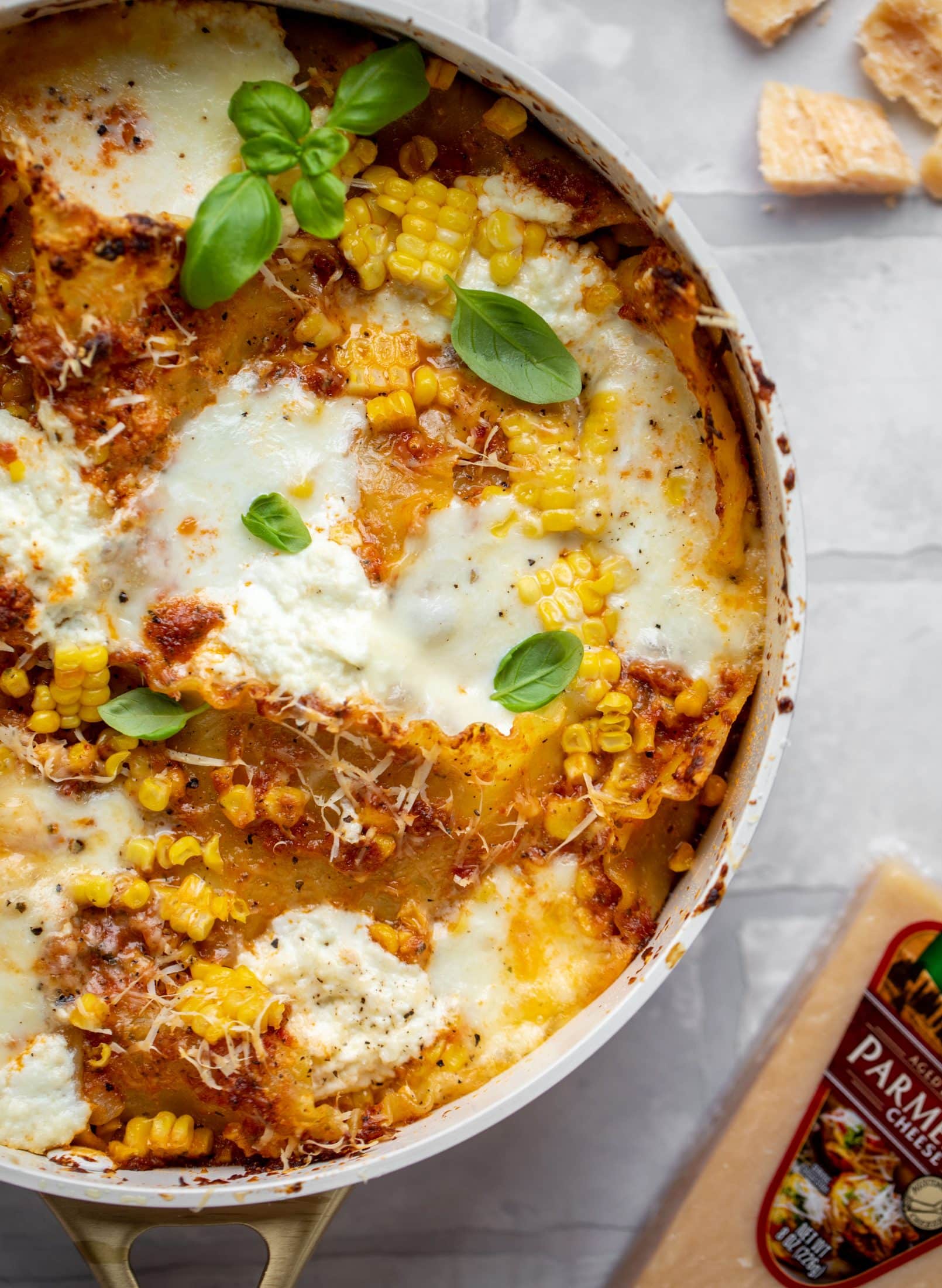 sun dried tomato and corn skillet lasagna