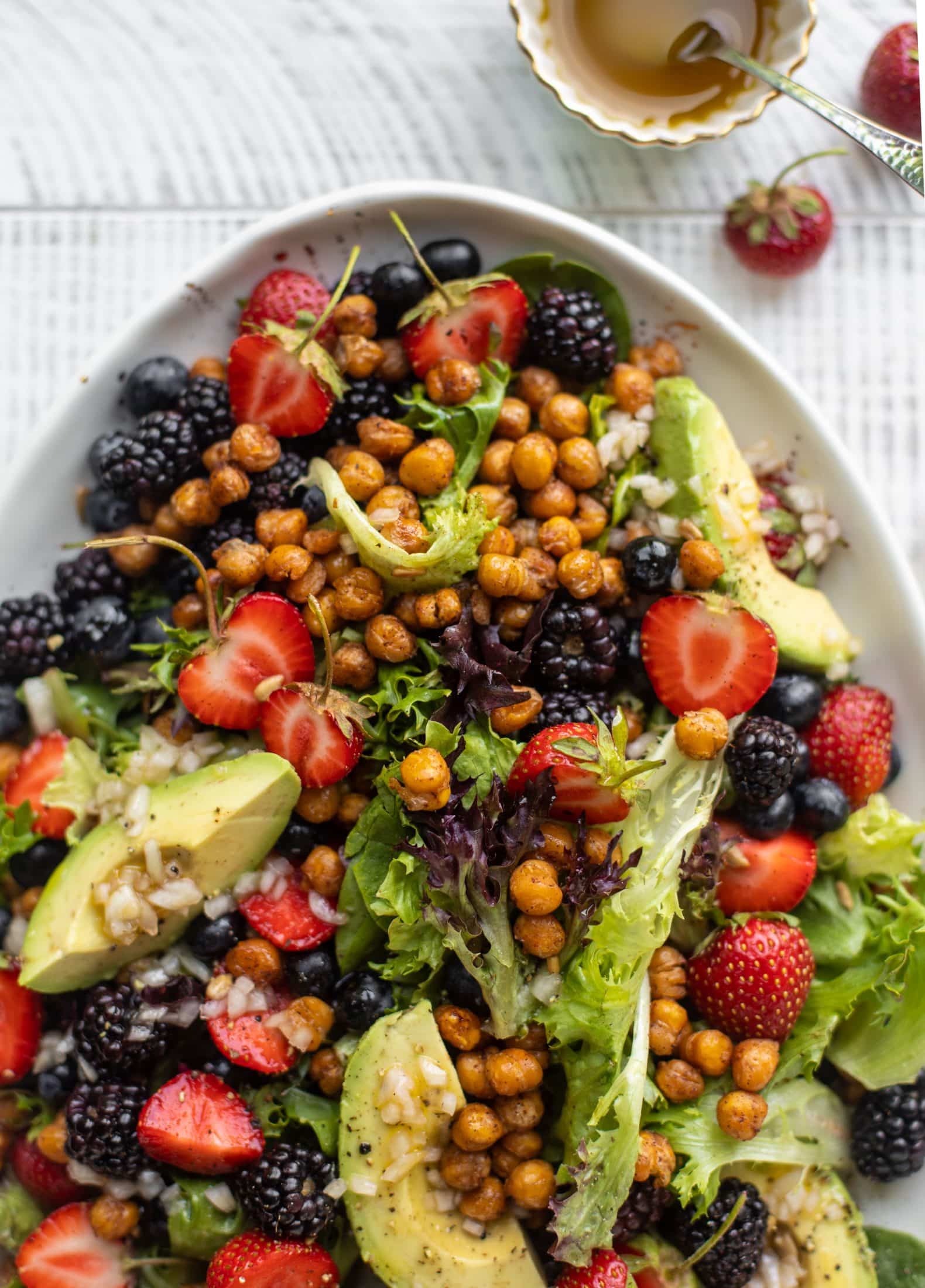 triple berry chickpea crunch salad