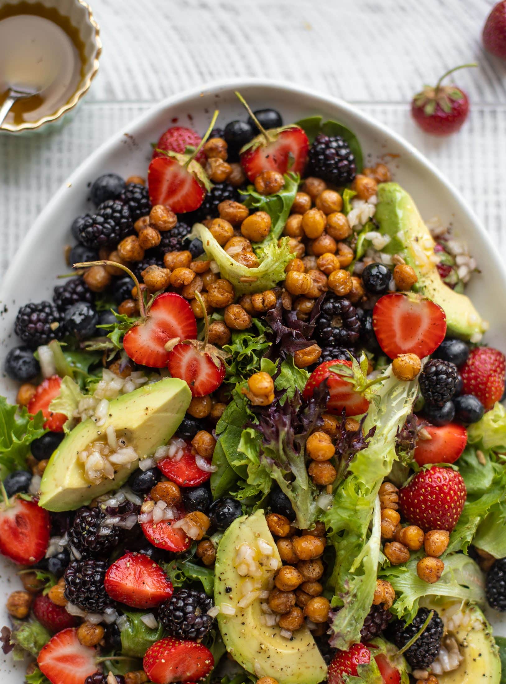 triple berry chickpea crunch salad