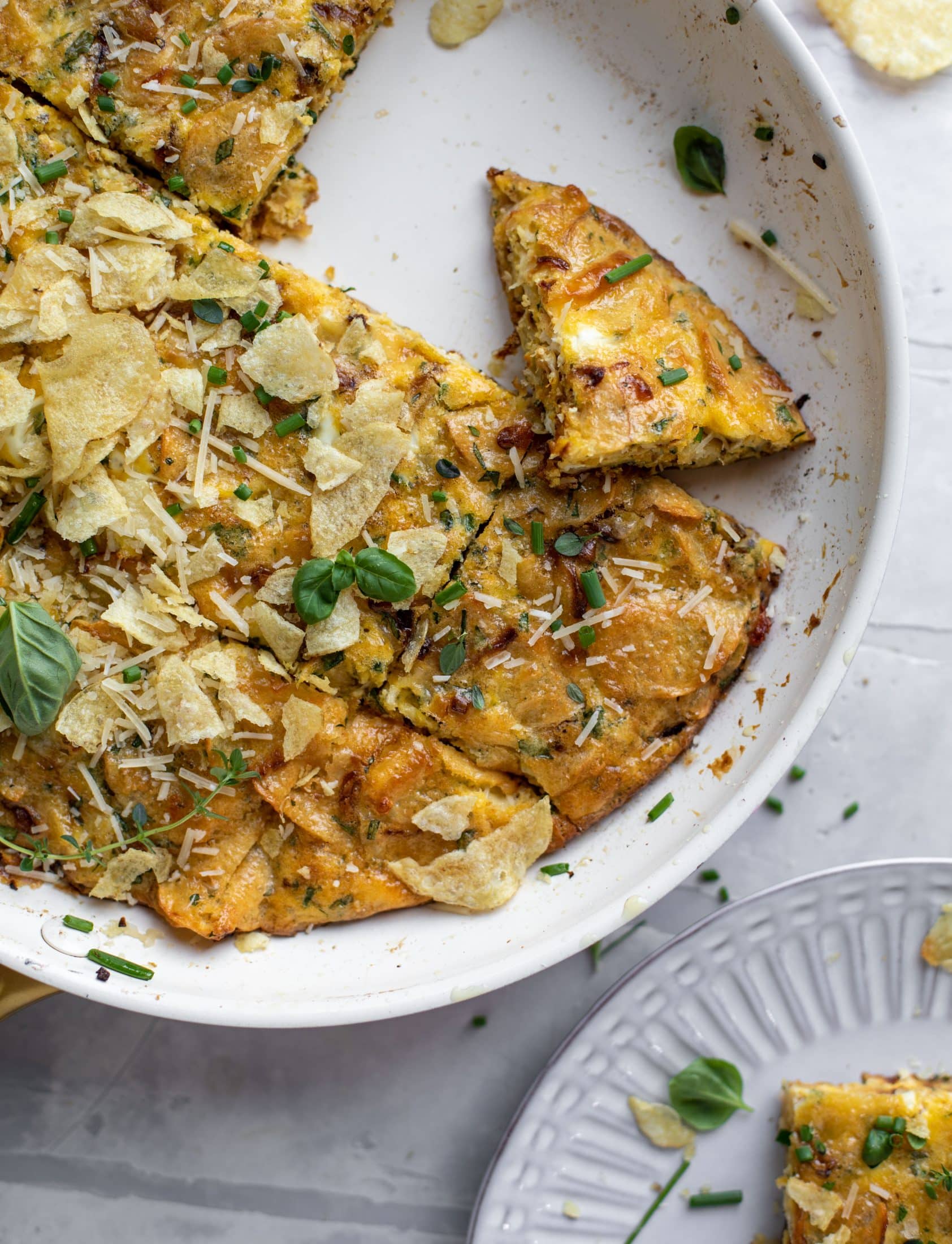 potato chip frittata with fresh herbs