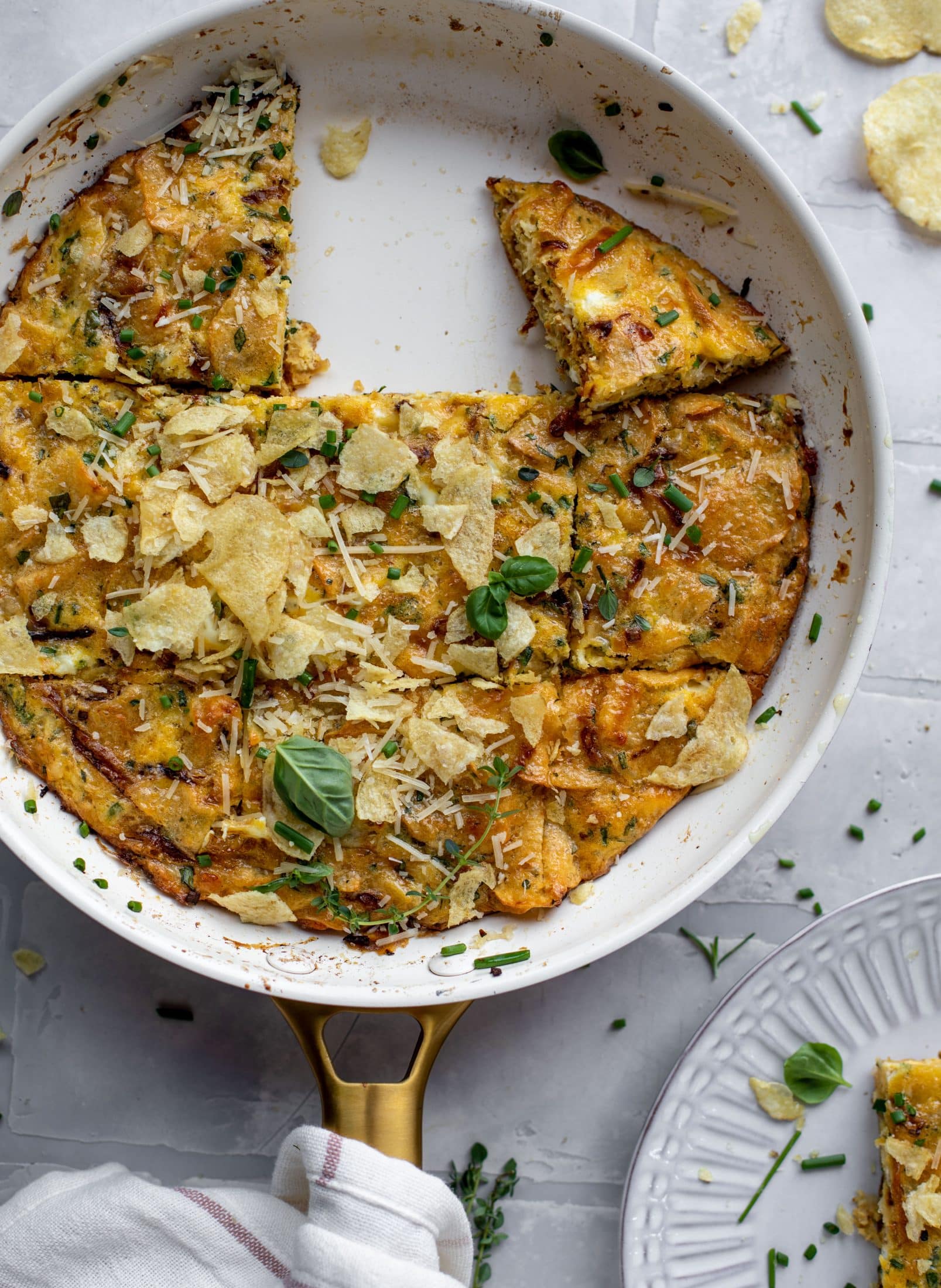 potato chip frittata with fresh herbs