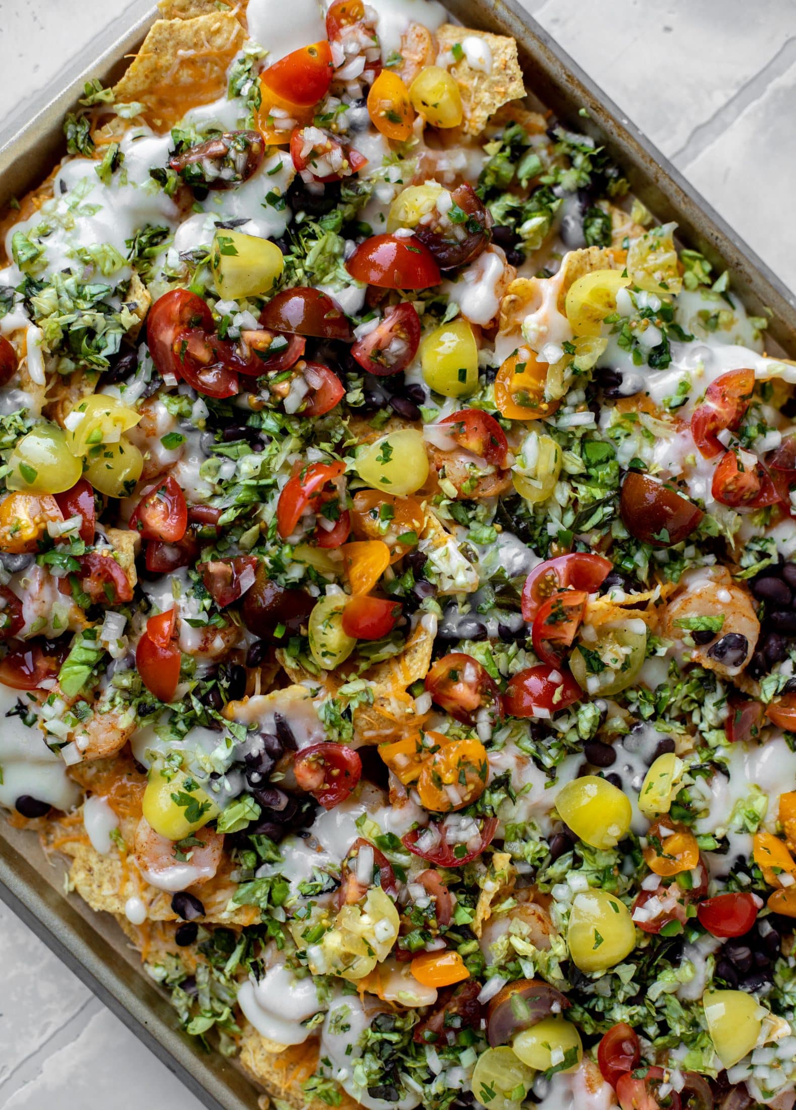 sheet pan shrimp nachos