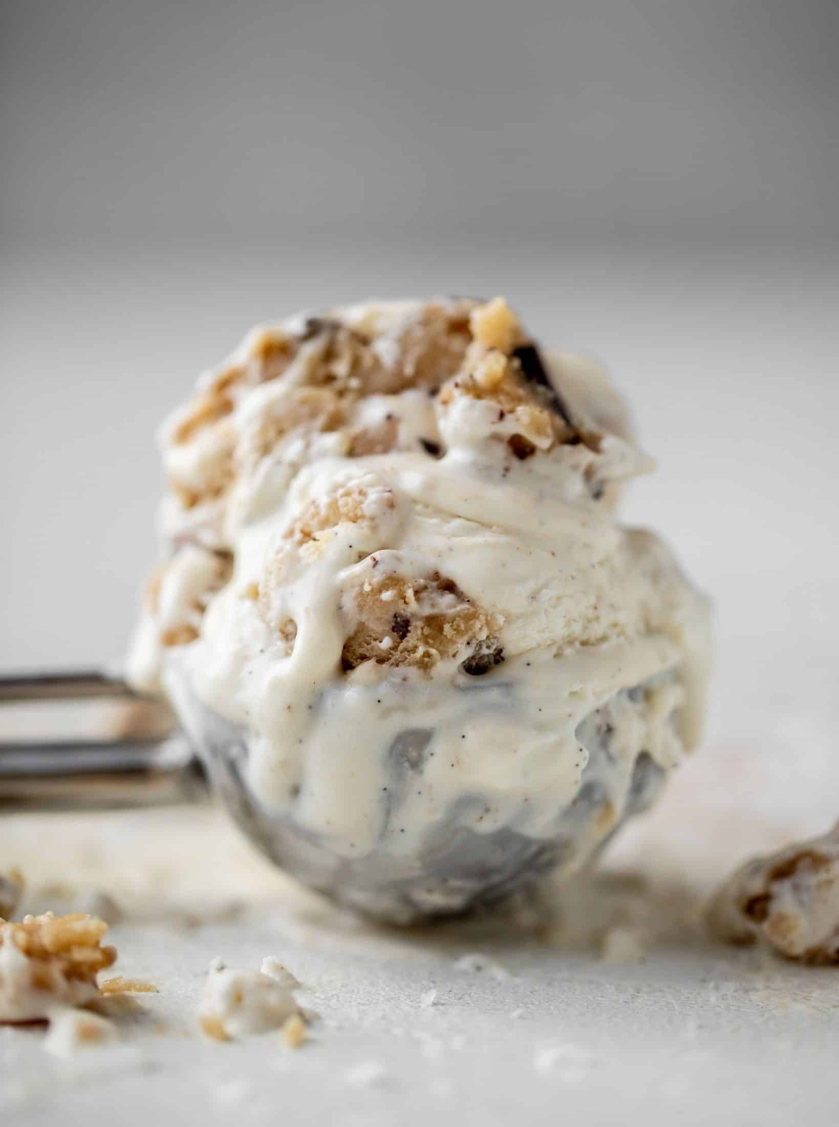 scoop of no churn salted chocolate chip cookie dough ice cream